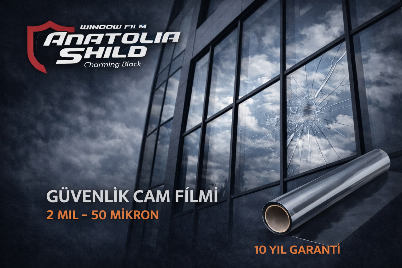 Güvenlik Cam Filmi 2 Mil (50 Mikron) – 10 Yıl Garantili